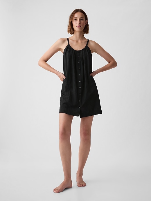 1 of 8 showing, with the color true black of product Crinkle Gauze PJ Dress