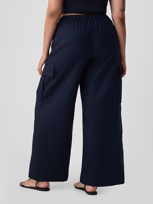 Image number 6 showing, Mid Rise Linen-Cotton Pull-On Cargo Pants