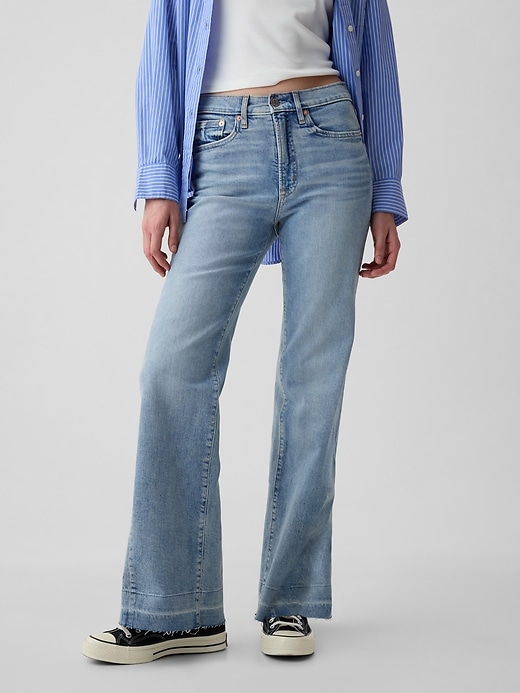 2 of 8 showing, with the color light indigo of product High Rise '70s Flare Jeans