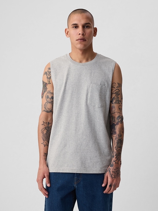 1 of 8 showing, with the color grey heather of product Muscle Tank Top