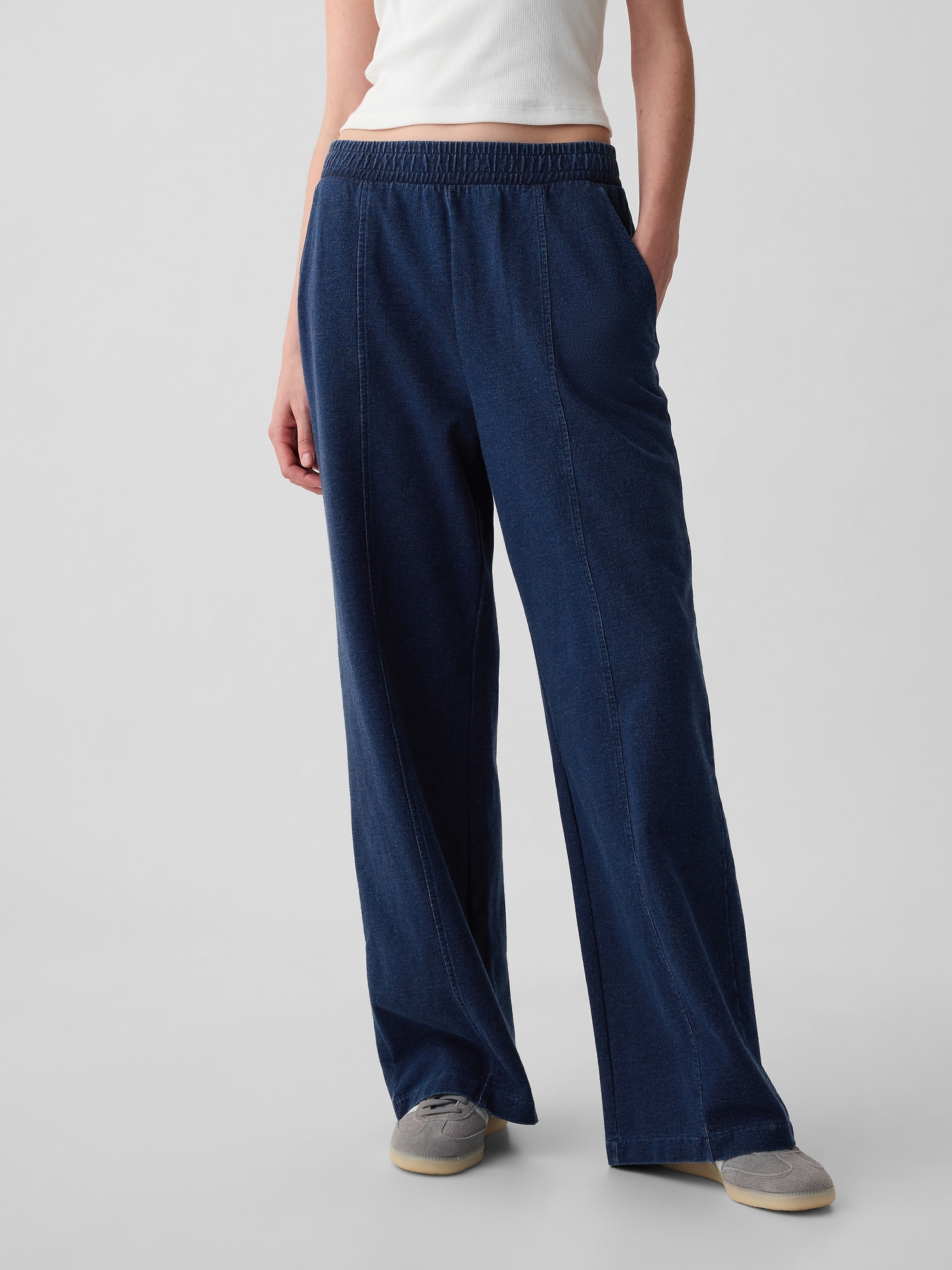 Gap Seamed Wide-leg Sweatpants In Medium Blue Indigo