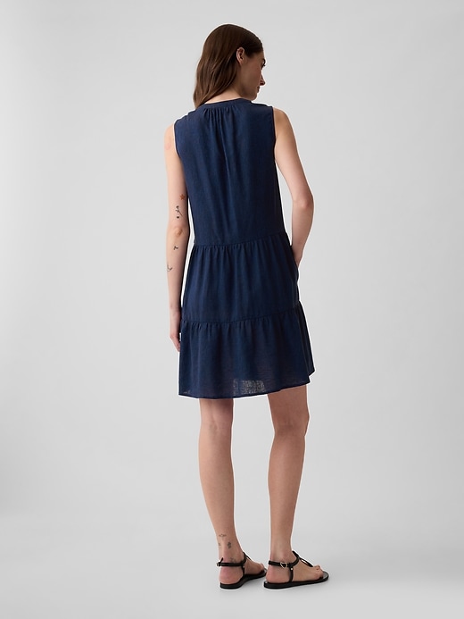 2 of 8 showing, with the color dark blue indigo of product Eyelet Mini Shirtdress