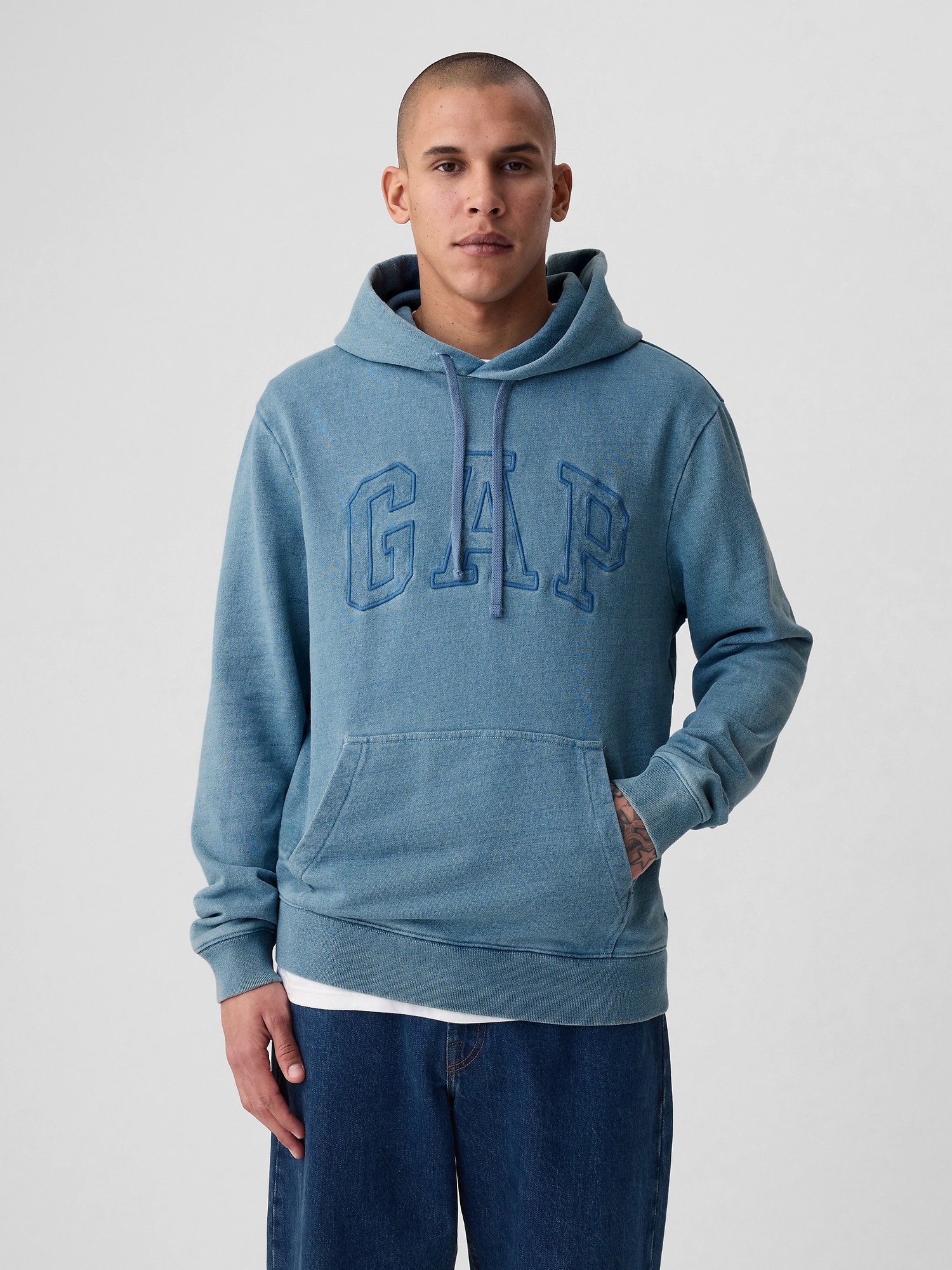 Shop Gap Arch Logo Hoodie In Light Indigo