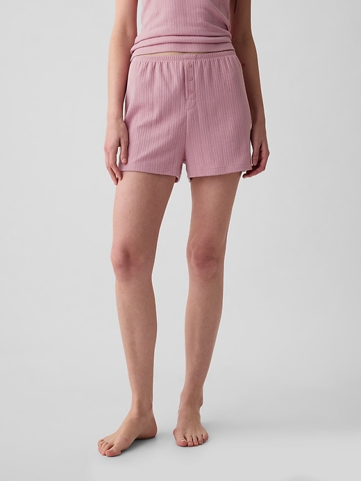1 of 8 showing, with the color lilas pink of product Pointelle PJ Shorts