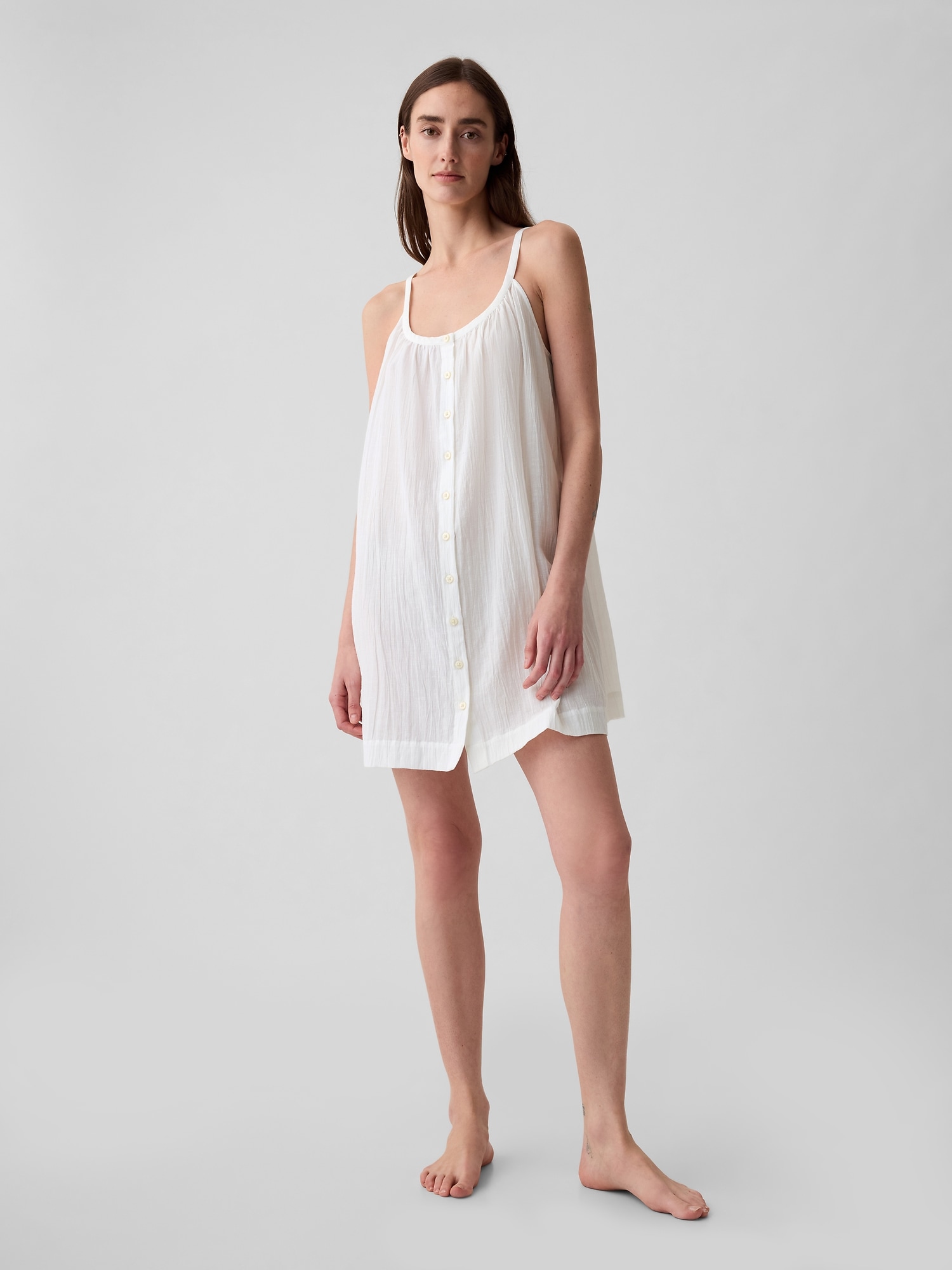 Gap Crinkle Texture Nightgown In Off White