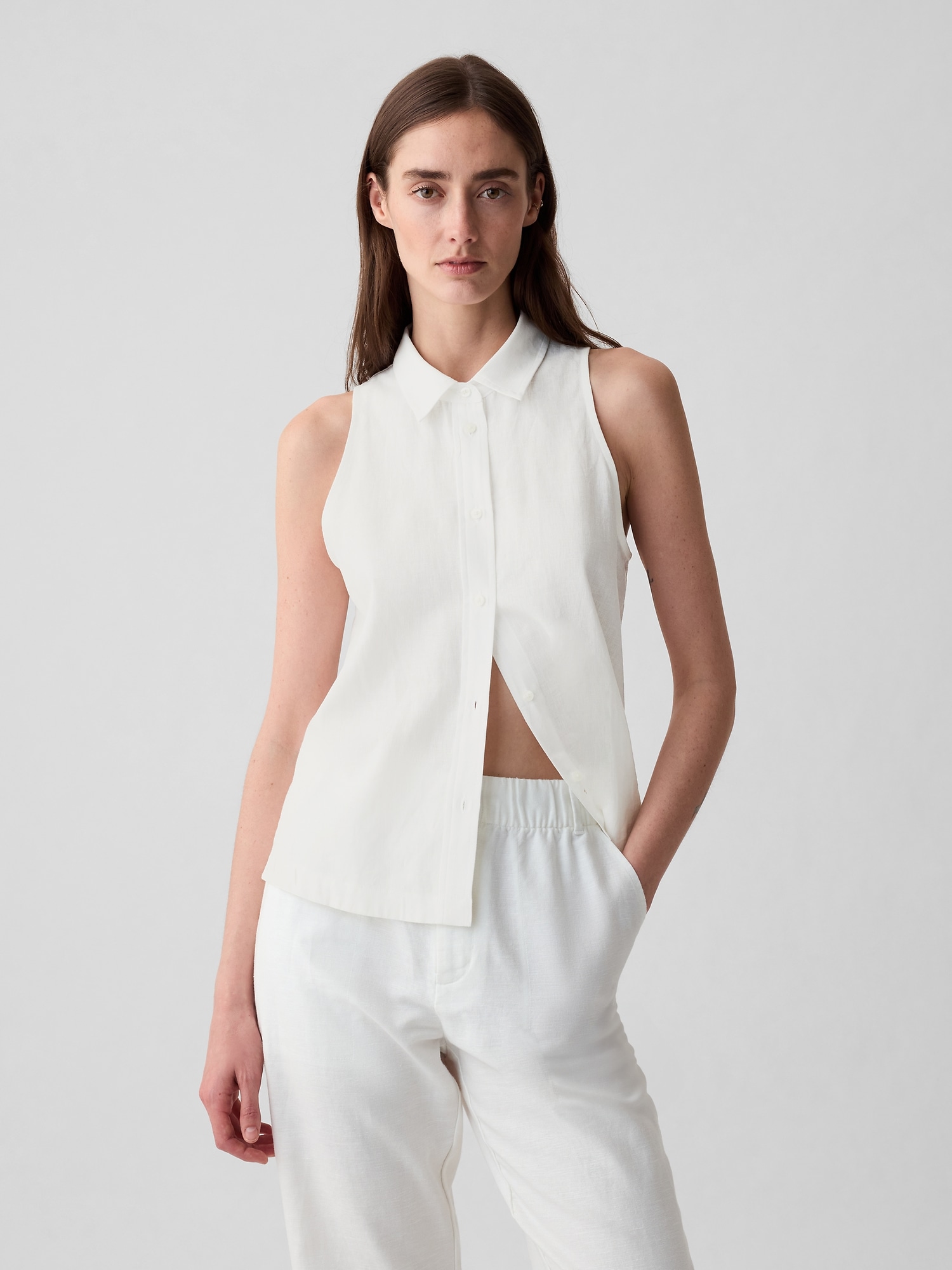Shop Gap Linen-blend Shirt In Off White