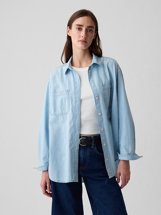 Image number 1 showing, Chambray Denim Big Shirt