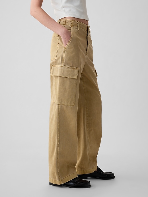 Image number 3 showing, Mid Rise Loose Khaki Cargo Pants