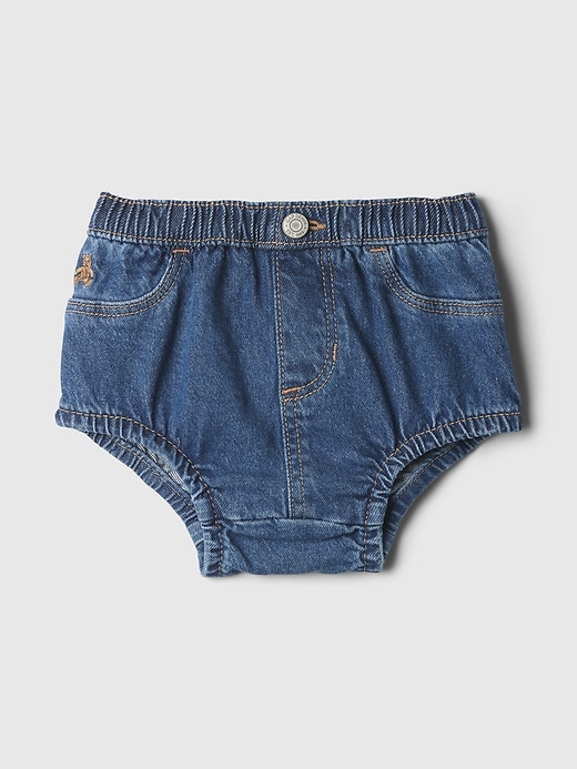 1 of 8 showing, with the color dark wash of product Baby Denim Diaper Cover