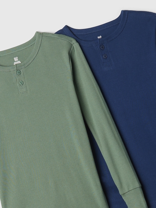 2 of 8 showing, with the color multi of product Kids Organic Cotton Henley PJ Set (2-Pack)
