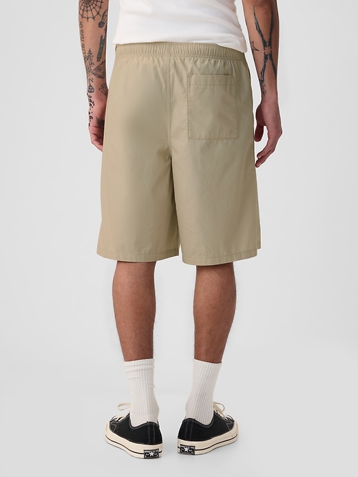 2 of 8 showing, with the color bedrock beige of product 10" Poplin Easy Shorts with E-Waist