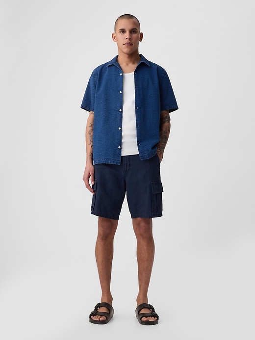 Image number 7 showing, 8" Linen-Cotton Cargo Shorts