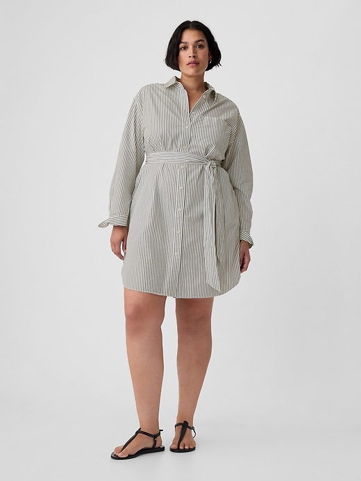 2 of 8 showing, with the color black stripe of product Organic Cotton Stripe Mini Shirtdress