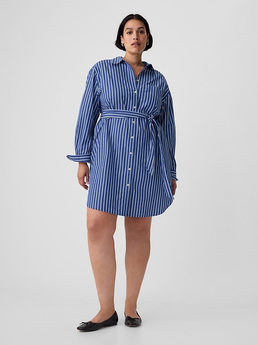 2 of 8 showing, with the color blue stripe of product Organic Cotton Stripe Mini Shirtdress