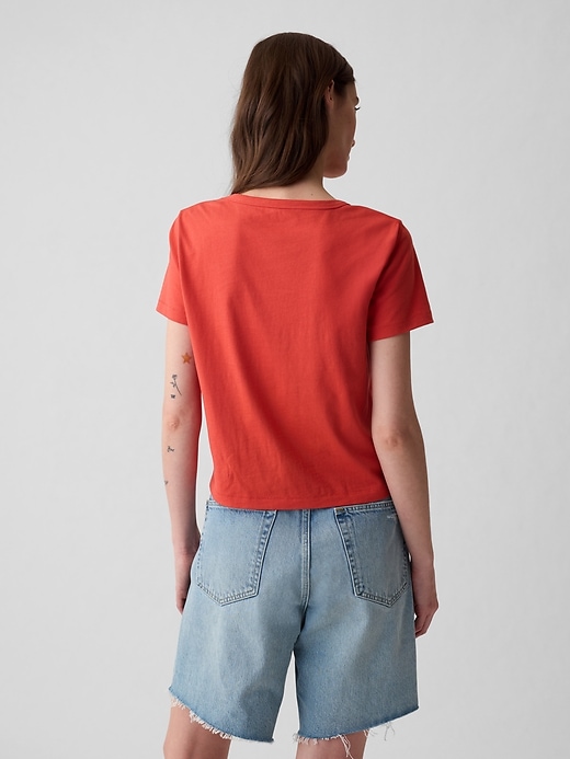 2 of 8 showing, with the color spring coral red of product Organic Cotton Vintage Cropped T-Shirt