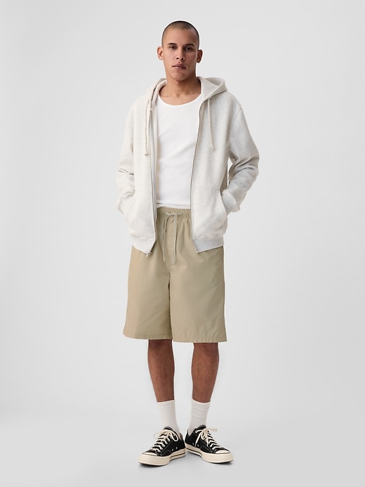 1 of 8 showing, with the color bedrock beige of product 10" Poplin Easy Shorts with E-Waist