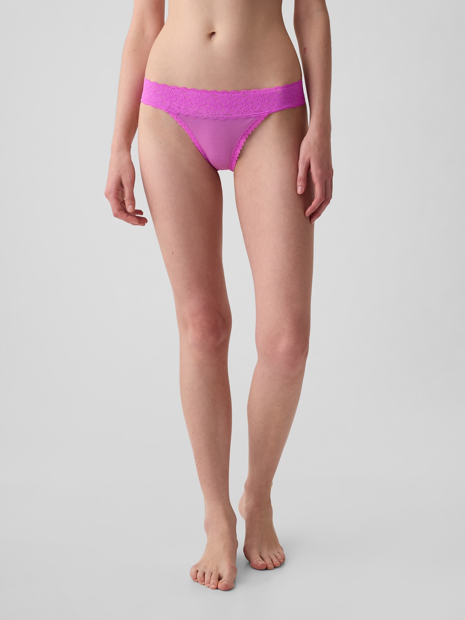 Shop Gap Low Rise Lace Thong In Budding Lilac