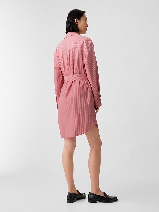 2 of 8 showing, with the color red stripe of product Organic Cotton Stripe Mini Shirtdress