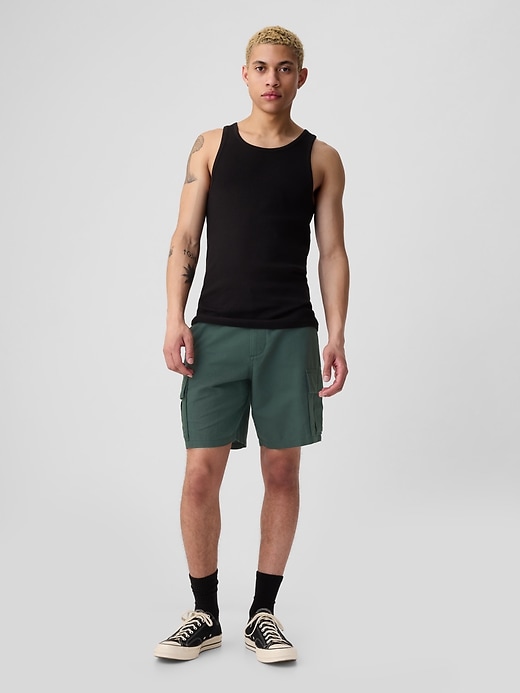 Image number 1 showing, 8" Linen-Cotton Cargo Shorts