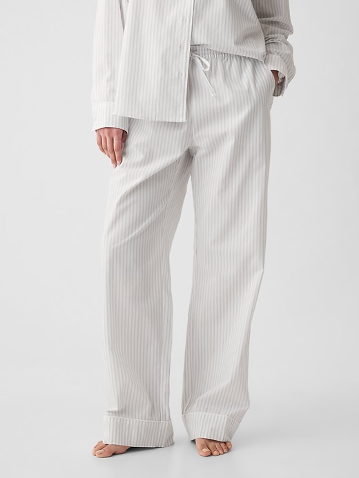 1 of 8 showing, with the color grey white stripe of product Poplin PJ Pant