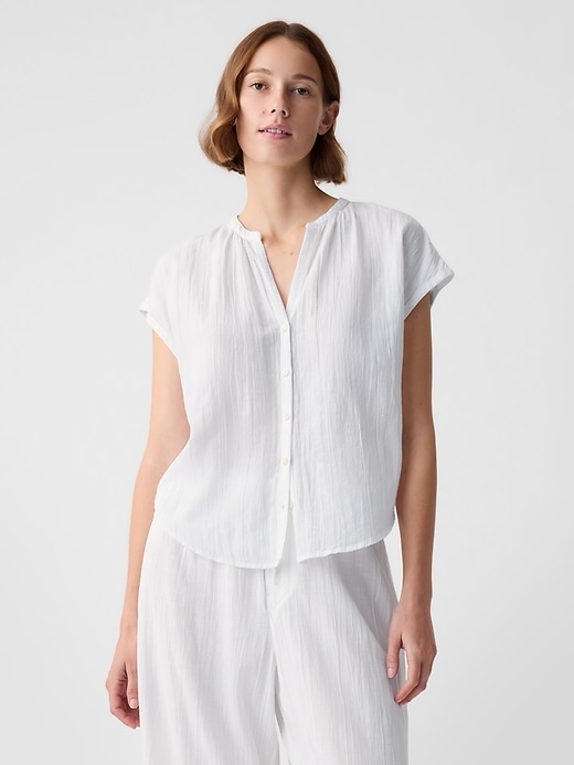 Image number 6 showing, Crinkle Gauze Dolman PJ Top