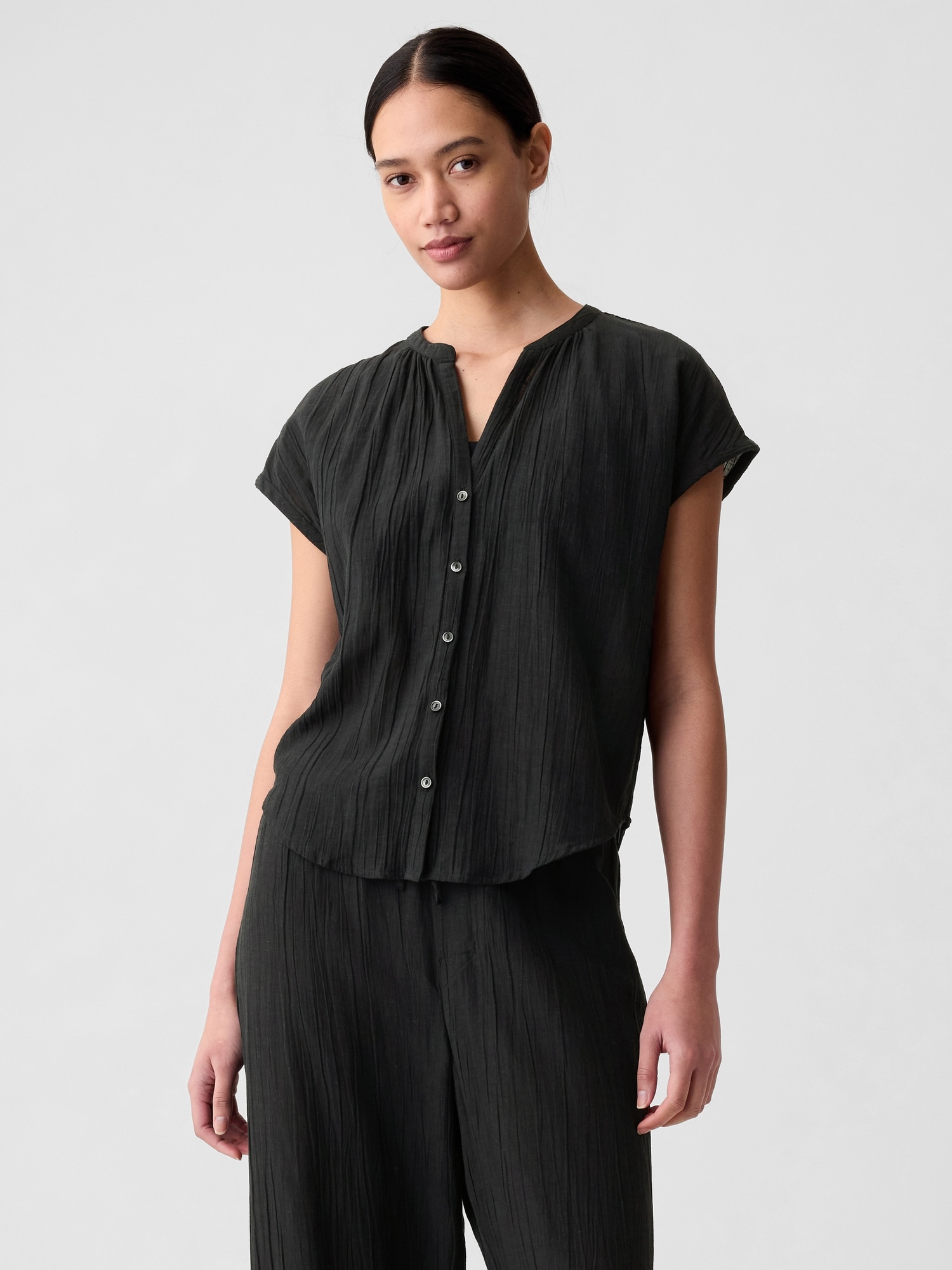 Crinkle Gauze Dolman PJ Top