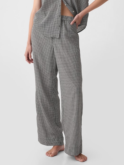 Image number 1 showing, Crinkle Gauze Wide-Leg PJ Pants