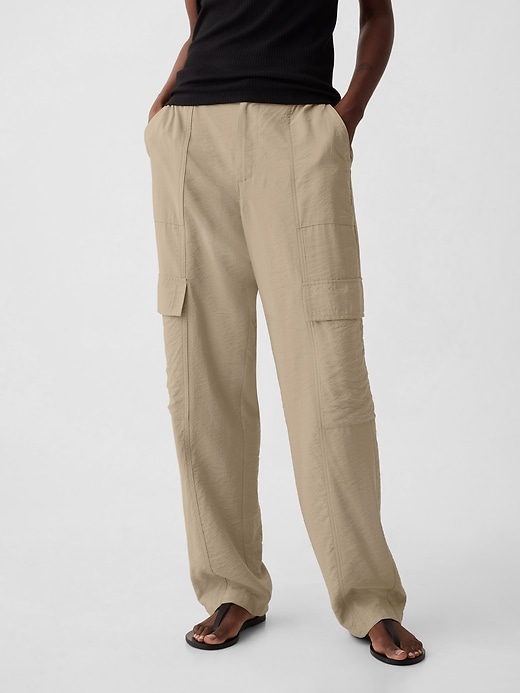 2 of 8 showing, with the color khaki tan of product Mid Rise Cargo Pants