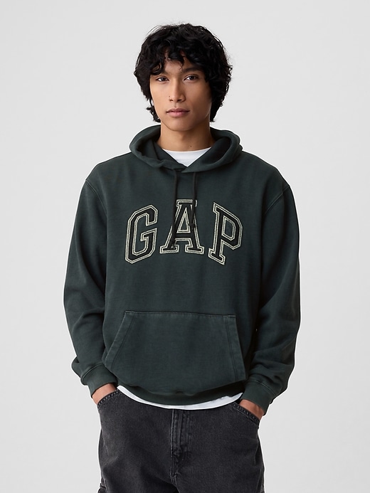 1 of 8 showing, with the color black of product Gap Arch Logo Ripstop Hoodie