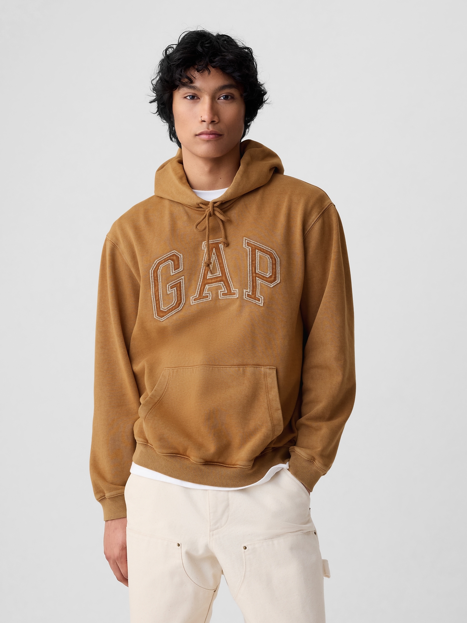 Shop Gap Arch Logo Ripstop Hoodie In Pretzel