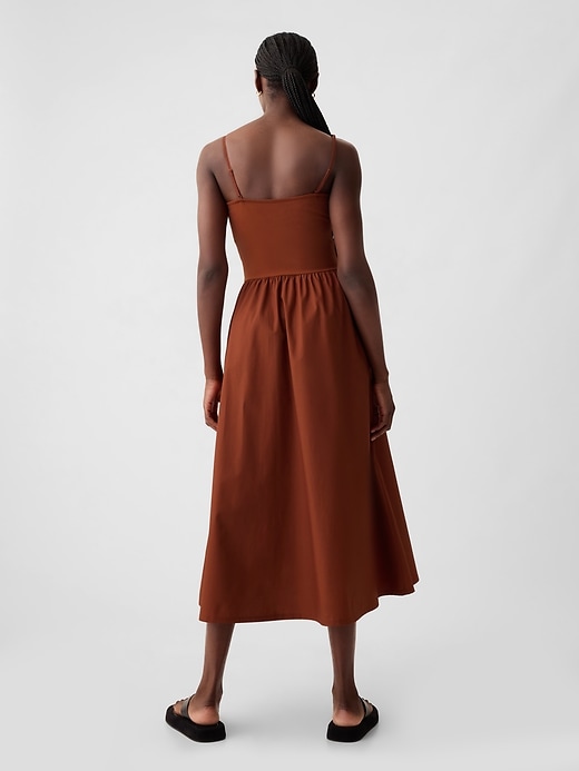 2 of 8 showing, with the color smoked paprika brown of product Mixed Media Midi Dress