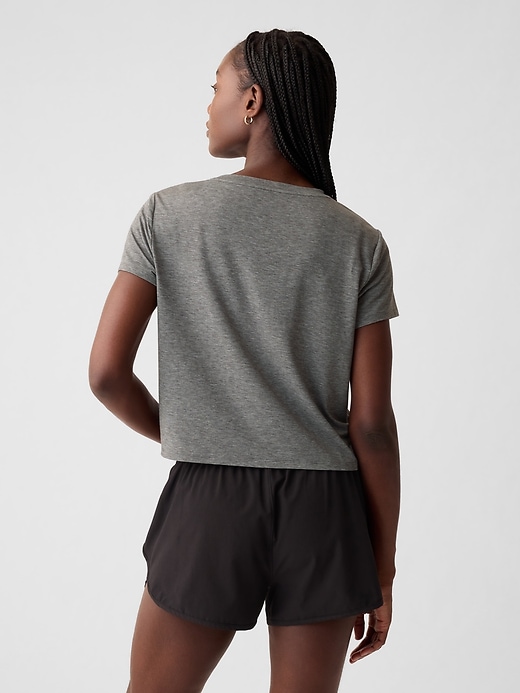 2 of 8 showing, with the color heather grey of product GapFit Breathe Cropped Shirt