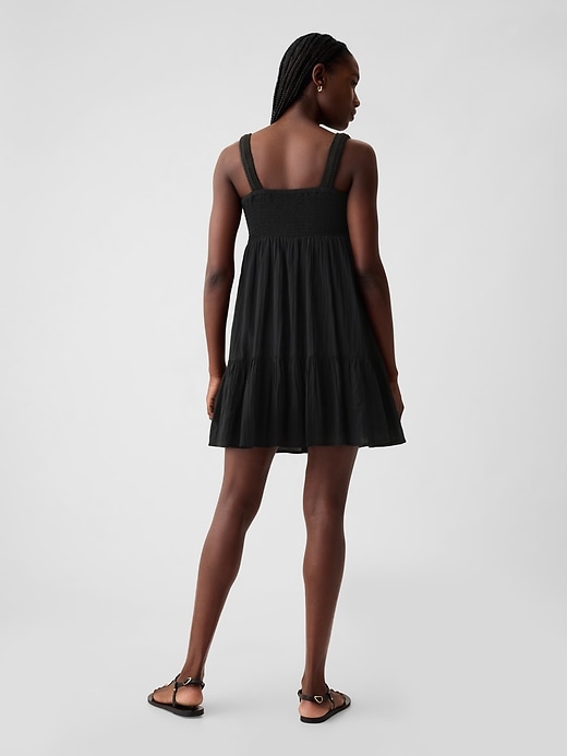 2 of 8 showing, with the color black of product Textured Crinkle Crochet Mini Dress