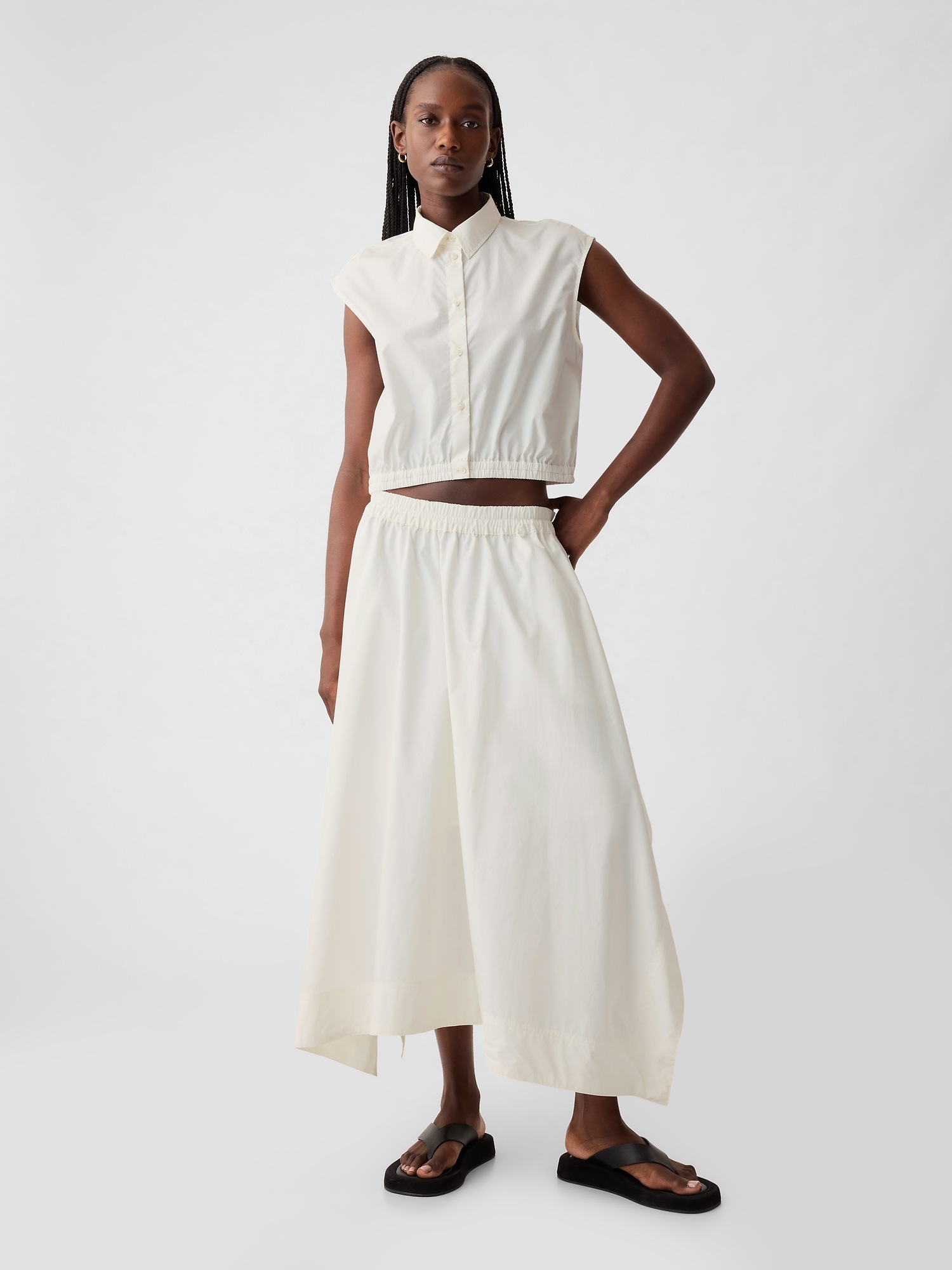 Cropped Cotton-Poplin Shirt