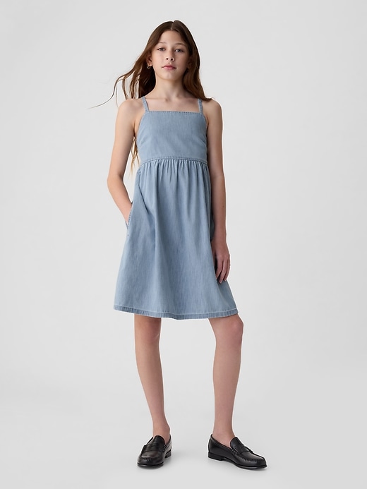 1 of 8 showing, with the color light wash of product Kids Denim Tank Dress