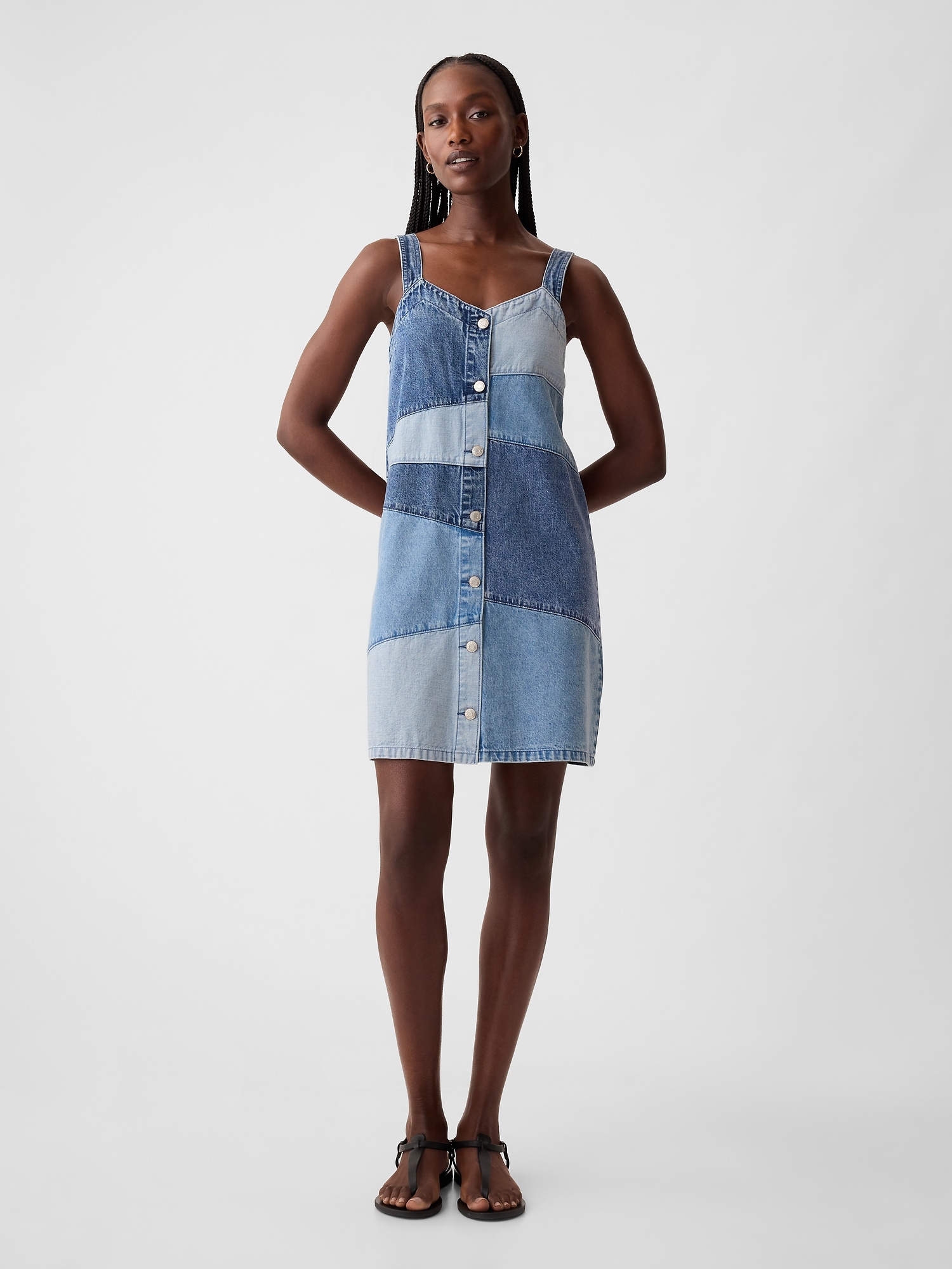 Patchwork Denim Mini Dress Gap