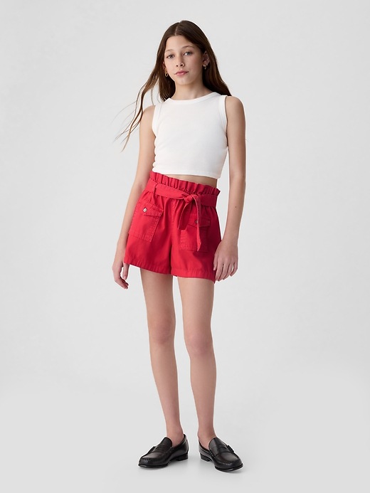 Image number 1 showing, Kids High Rise Paperbag Denim Shorts