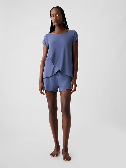 1 of 8 showing, with the color quiet blue of product Maternity Nursing PJ Shorts Set