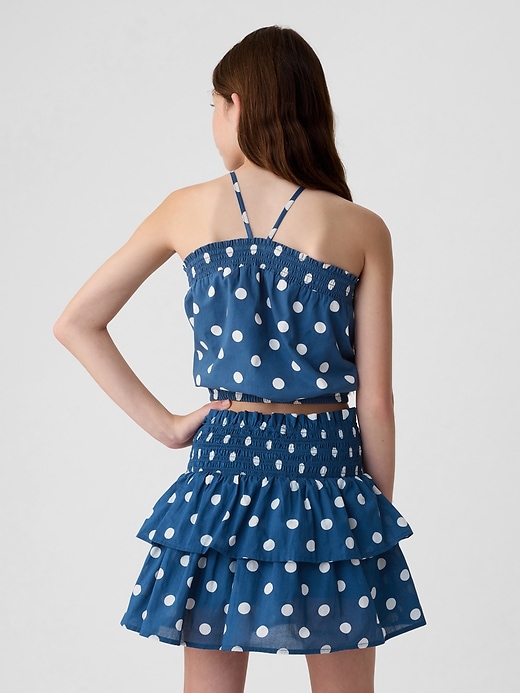 2 of 8 showing, with the color navy dot of product Kids Smocked Halter Tank Top