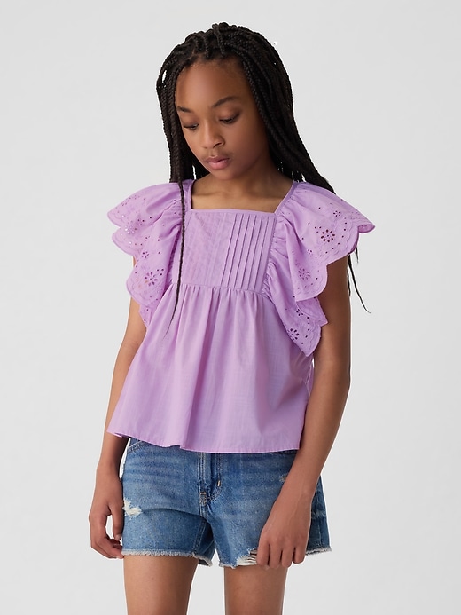 Image number 1 showing, Kids Flutter Eyelet Shirt