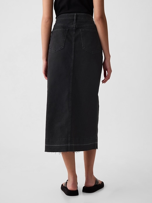 2 of 8 showing, with the color Black wash of product Denim Midi Skirt