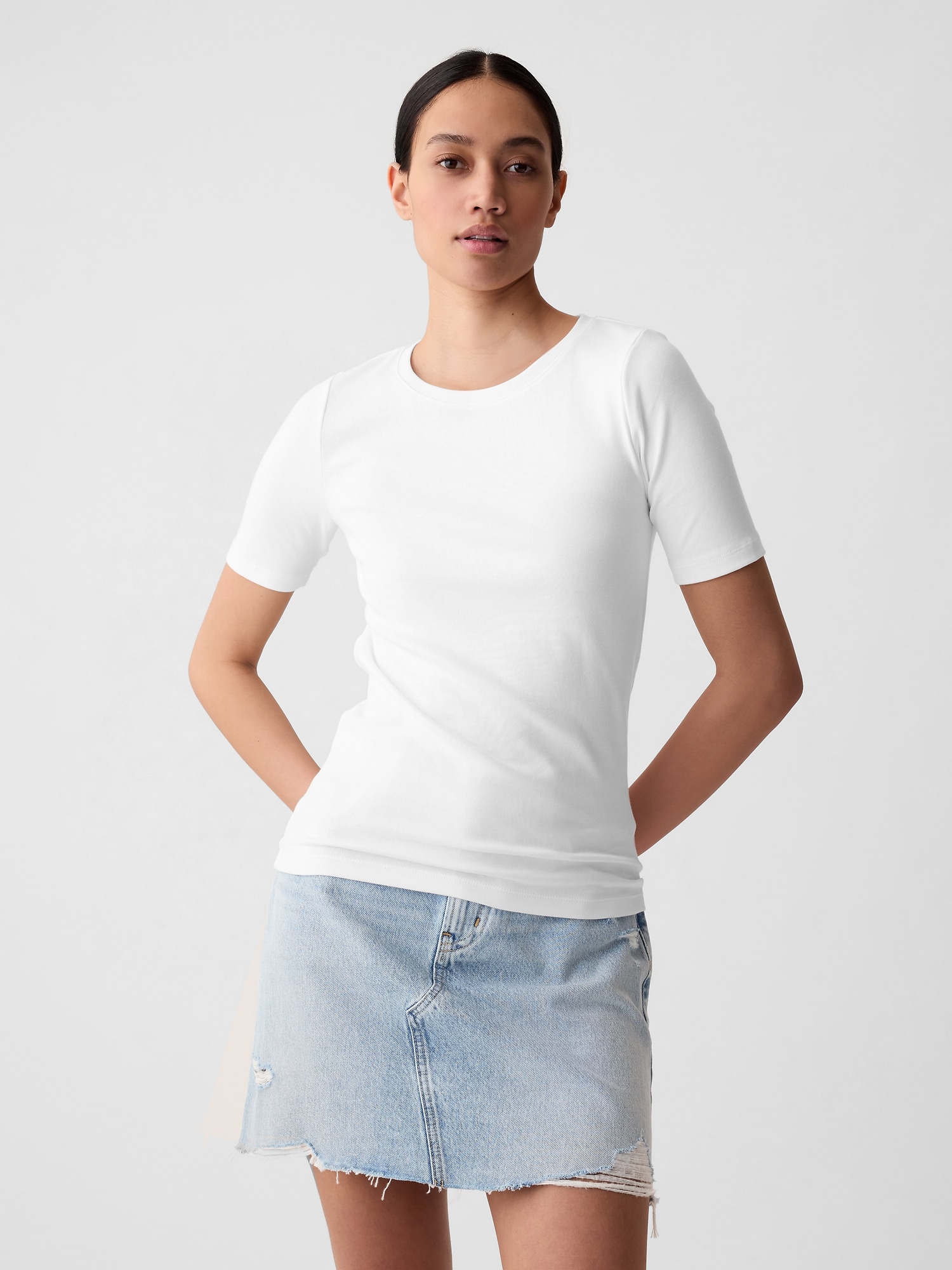 Women s Modern Crewneck T Shirt by Gap Fresh White Petite Size Xs