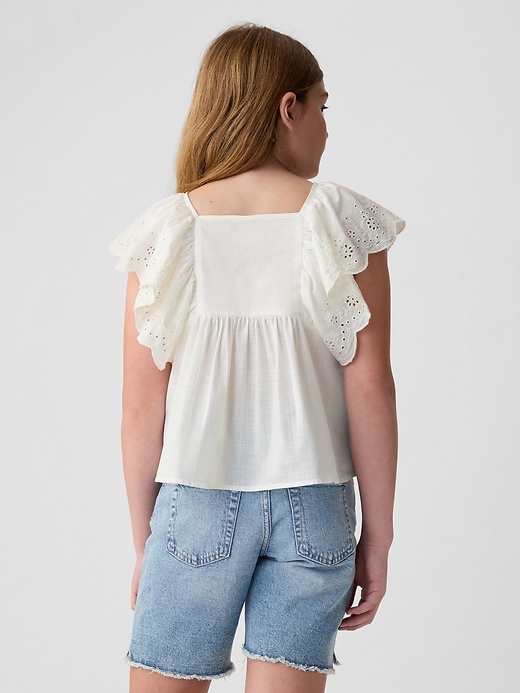2 of 8 showing, with the color new off white of product Kids Flutter Eyelet Shirt