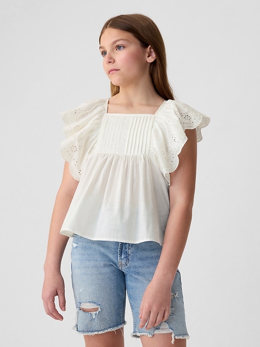 Image number 1 showing, Kids Flutter Eyelet Shirt