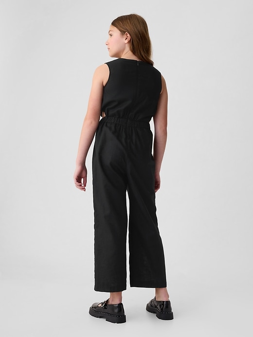 2 of 8 showing, with the color black of product Kids Linen-Cotton Jumpsuit