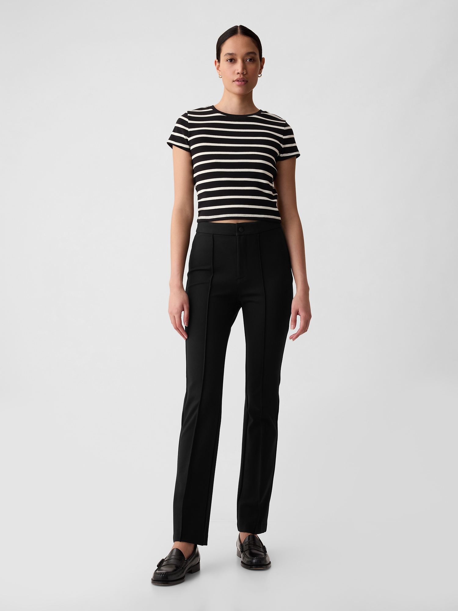 Mid Rise Ponte Crop Kick Pants