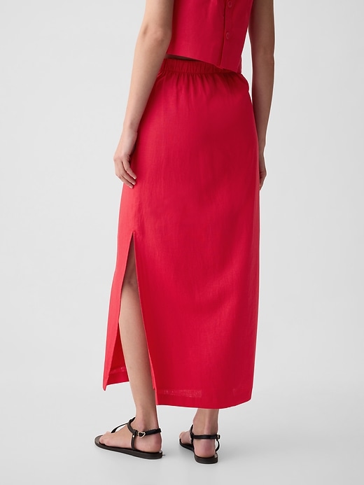 2 of 8 showing, with the color slipper red of product Linen-Blend Maxi Skirt