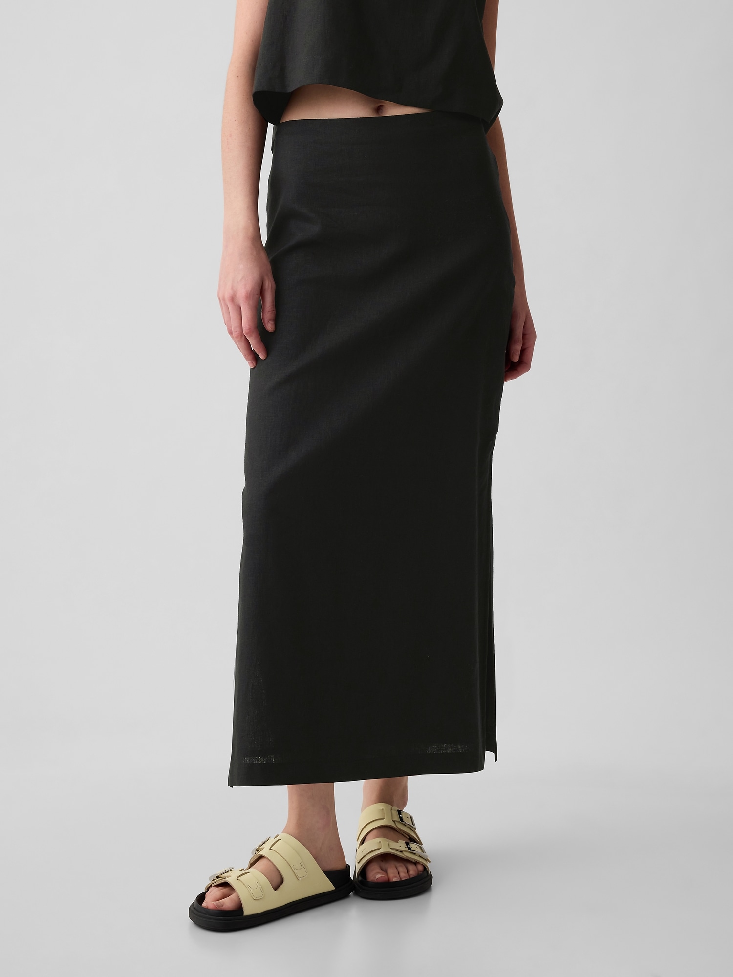 Shop Gap Linen-blend Maxi Skirt In Black