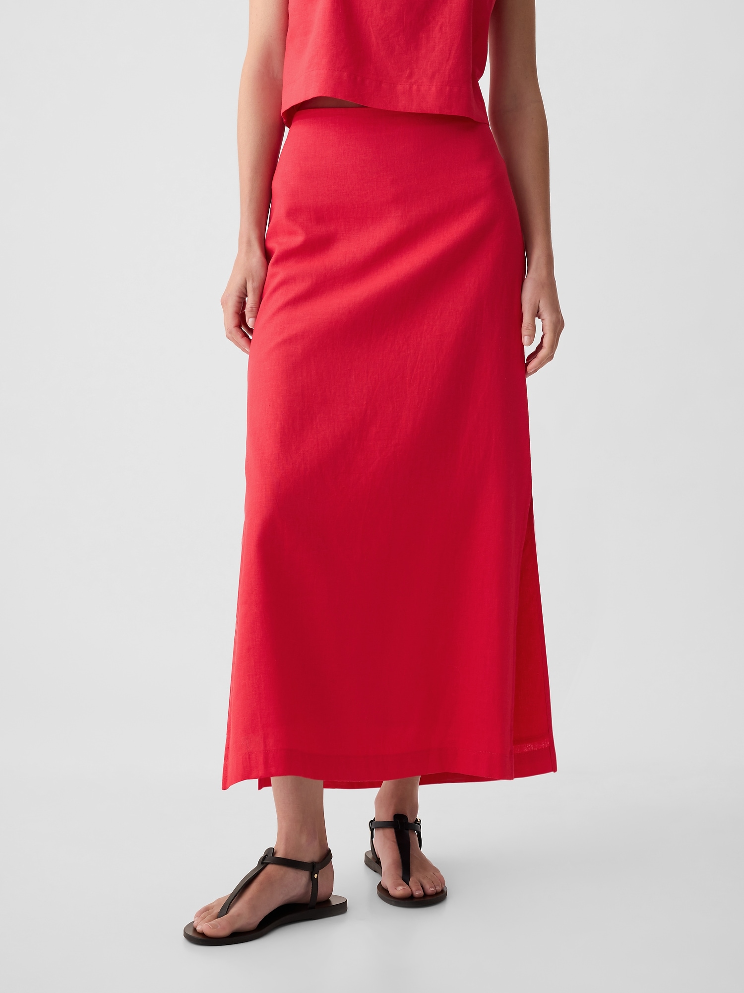 Shop Gap Linen-blend Maxi Skirt In Slipper Red