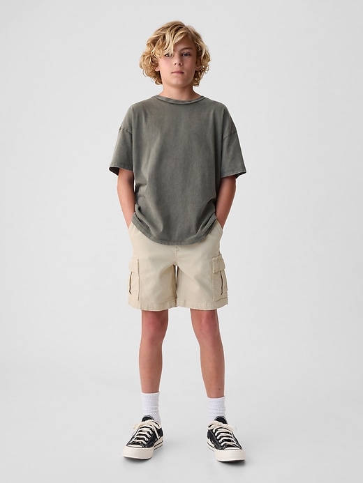 1 of 8 showing, with the color old stone of product Kids Easy Cargo Denim Shorts